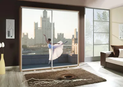 Productafbeelding van Kledingkast GILES: Schuifdeurkledingkast met grafische prints, 205x215 cm
