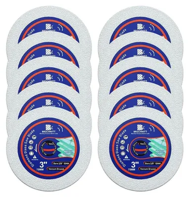 Obrázok produktu pre Diamantová rezná doska, 75 mm, 10 kusov, určená na rezanie skla, porcelánu, jadeitu, s otvorom 10 mm