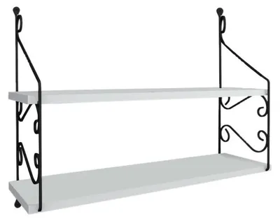 Image de Étagère murale 2 niveaux en panneau mélaminé et métal blanc 72 x 51 x 20 cm