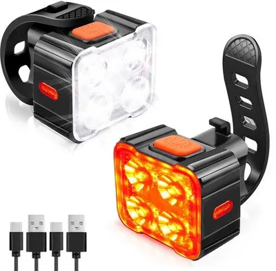 Productafbeelding van Oplaadbare Fietslampen Set met 8 Verlichtingsmodi, Waterdicht