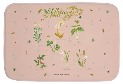 Produktbild von Mr. & Mrs. Panda Teppich Fürs Bad Wildblumen - Geschenk, Badvorleger, Badteppich, Blume, Dekoration, Badläufer, Duschvorleger, Wildblume, Blumen, Badezimmerteppich