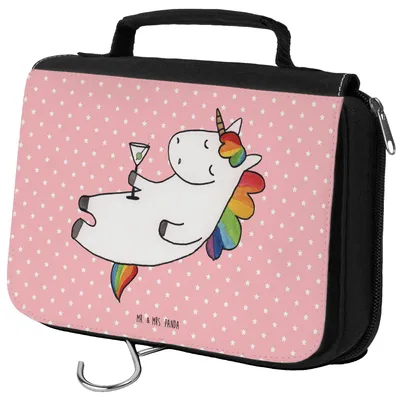 Produktbild von Mr. & Mrs. Panda kosmetiktäschchen Einhorn Cocktail - Rot Pastell - Geschenk, Cuba Libre, Kosmetiktasche, Geburtstag, Waschbeutel, Kulturbeutel, Make-Up Tasche, Spruch