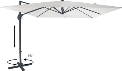 Produktbild von AXI Nima Ampelschirm Rechteakig 300 x 300 cm in Anthrazit / Beige | Sonnenschirm für Garten / Terrasse mit Aluminium Rahmen | Inkl. Kreuzfuß &
