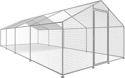 Image de Enclos à poules 24 m² parc grillagé 8 x 3 x 2 M acier galvanisé