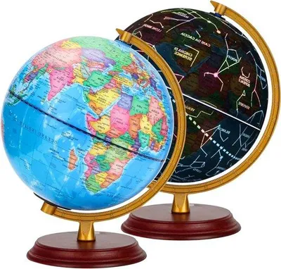 Immagine prodotto di Mappamondo 20 cm luminoso con base in legno mappa in italiano mappamondo per studenti mappa politica ora del giorno costellazione notturna lampada LED luminosa 2 in 1