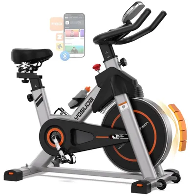 Immagine prodotto di EB1 - Cyclette da casa - Attrezzo fitness per bicicletta - Resistenza regolabile - Sella e manubrio regolabili in 4 posizioni - Display LCD - Bluetooth - Struttura robusta