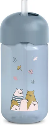Produktbild von Suavinex, Baby-Lerntasse, Becher mit weichem, flexiblem Silikonstrohhalm, Anti-Tropf- und Anti-Leck-System, spülmaschinenfest, Deckel, 340 ml,