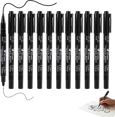 Imagen del producto de Rotulador permanente de doble punta, 0,5 mm + 1 mm, color , resistente al agua, ideal para vidrio y madera