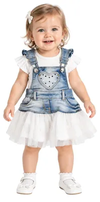 Produktbild von Jeanskleid Mayoral Mädchen Latzkleid Hellblau Tüllrock Herz-Applikation Casual 68