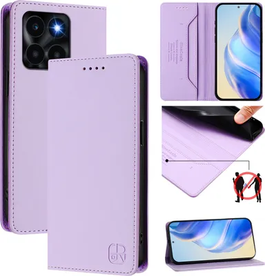 Produktbild von Lederhülle für Honor X6A Hülle Flip Brieftasche Kartenfächern Ständer Schutzhülle Violett