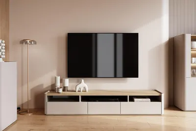 Zdjęcie produktu dla Szafka RTV kaszmir dąb olejowany 200 cm komoda półki wnęki szuflady Elivo