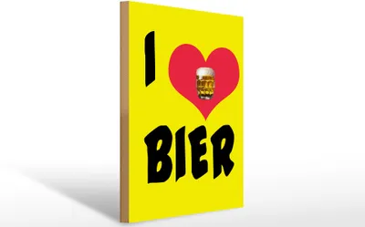 Produktbild von Holzschild  I Love Bier, 40 x 30 cm, Holzschilder Spruch Getränke Alkohol