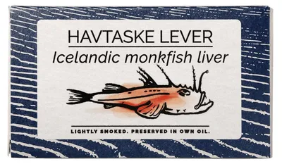 Produktbild von FANGST Havtaske Lever – Geräucherte Seeteufelleber aus Island in eigenem Öl