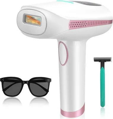 Obrázek produktu pro Laserový epilátor – epilační přístroj – 3 režimy HR/SC/RA – 9 úrovní energie – 999 900 světelných impulsů – dobíjecí – EU zástrčka – bezbolestný – bílá/růžová