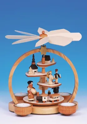 Obrázek produktu pro Stolní pyramida stupňovitá pyramida s vánočními figurkami výška 24 cm NOVINKA