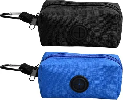Produktbild von PolkaHome® 2er Set Hundekotbeutelhalter, wasserdichte Beutelspender mit Reißverschluss und Karabiner, für Spaziergänge, Camping,