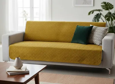 Zdjęcie produktu dla Narzuta Luiz 5 musztardowa 170×210 cm hotpress welur pikowana