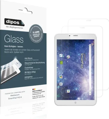 Image de 2x Protection ecrán pour Mediacom SmartPad YIO 8 Verre souple Film Protecteur 9H dipos
