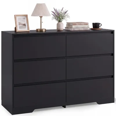 Immagine prodotto di Comodino BEALIFE 100x35x75 cm con 6 cassetti | Realizzato in MDF con sistema di sicurezza anticaduta | Colore: nero | Modello: AP140