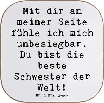 Produktbild von Mr. & Mrs. Panda Untersetzer für Gläser Spruch Beste Schwester - Weiß - Geschenk, Danke sagen, Glas, Aufmerksamkeit, Schwesternliebe, Dankeschön, Geschenke, Bedanken