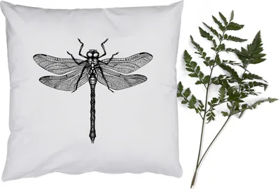 Produktbild von MuchoWow® Zierkissen Sofakissen Wohnzimmer Dekokissen 60x60 cm Libelle - Insekten - Retro - Schwarz und weiß - Sitzfläche - Foto Polster