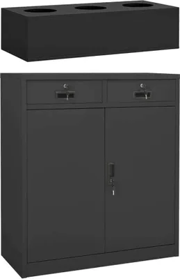 Produktbild von Büroschrank mit Pflanzkasten Anthrazit 90x40x125 cm Stahl