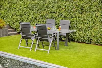Produktbild von greemotion Gartenmöbel Set 5-teilig Grenada Garten-Essgruppe grau Aluminium wetterfest