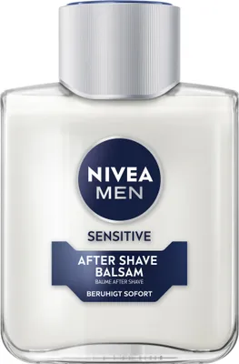 Produktbild von NIVEA Sensitive After Shave Balsam, After-Shave-Balsam, Empflindliche Haut, 100 ml, Feuchtigkeitsspendend, Glättend, Weichmachend, Beruhigend, Flasche, 24 h
