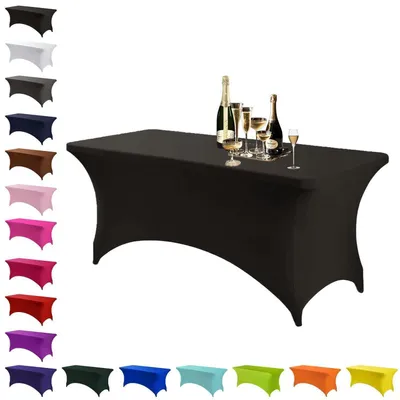 Produktbild von Stretch Tischdecke Rechteckig Schwarz 183 x 76 cm Elasthan 90% Polyester 10% Elasthan