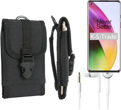 Produktbild von K-S-Trade Holster Schutz Hülle kompatibel mit OnePlus 8 Gürteltasche Handy Hülle Tasche outdoor Seitentasche schwarz 1x + Kopfhörer