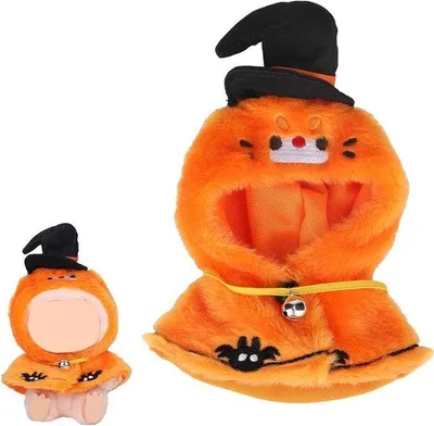 Produktbild von Kuschel-Pompoencape für Puppen, Bel-Plüsch-Mantel, Halloween-Kostüm