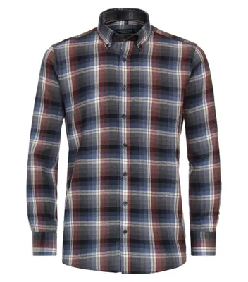 Produktbild von 31132 Casa Moda, , Herren langarm Hemd, Flanell, blau rot weiß kariert, XL