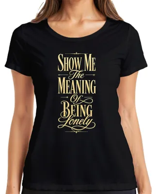 Obrázek produktu pro Tričko s potiskem "Show Me The Meaning Of Being Lonely", popová hudba 90. let, text písně, pánské tričko, černá barva, velikost XXL