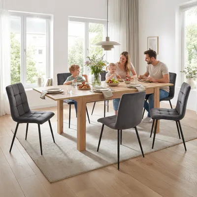 Produktbild von Homestyle4u Esstisch 135-184x86 cm ausziehbar Eiche Esszimmertisch Holztisch