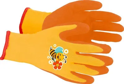 Produktbild von Handschuhe Strend Pro, Kinderhandschuhe, Mädchen, mit Biene, orange, Gartenhandschuhe, mit Blister, Größe 5 12 Stück
