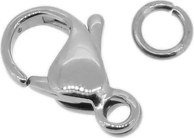 Produktbild von Minott > 1 x Karabiner 15mm mit Öse > silberfarben Edelstahl > gewölbt