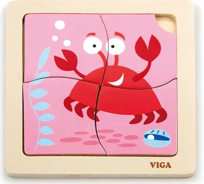 Obrázek produktu pro Dřevěné puzzle 4 dílky - krab
