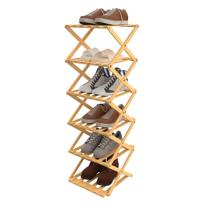 Produktbild von Schuhregal Faltbares 6 Ebenen Schuhregal Aus Bambus für Flur Wohnzimmer Eingangsbereich