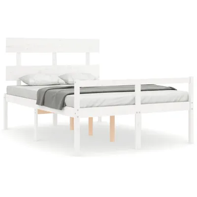 Produktbild von vidaXL Seniorenbett mit Kopfteil Weiß Massivholz