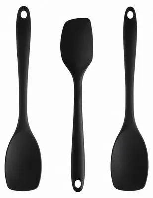 3 Silikonspatel, hitzebeständig bis 180 °C, breite Schaufelform