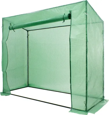 Produktbild von ECD Germany Foliengewächshaus Tomatengewächshaus mit Gitternetzfolie/aufrollbare Tür für Garten zur Aufzucht, Schrägdach, Grün, 200x79x168cm, Stahl