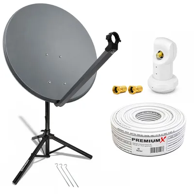 Produktbild von PremiumX Camping SAT Anlage 80cm Antenne Single LNB Kabel F-Stecker Stativ