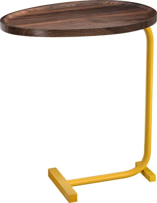 Produktbild von Kleiner Couchtisch, kleiner Beistelltisch, ovaler Teetisch, C-förmiger Beistelltisch, Bett-, Sofa- oder Couchtisch für Snacks, Getränke und als TV-Tablett