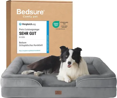Productafbeelding van Orthopedisch hondenbed - ergonomische hondensofa met afneembare wasbare hoes - 89 x 63 cm - grijs