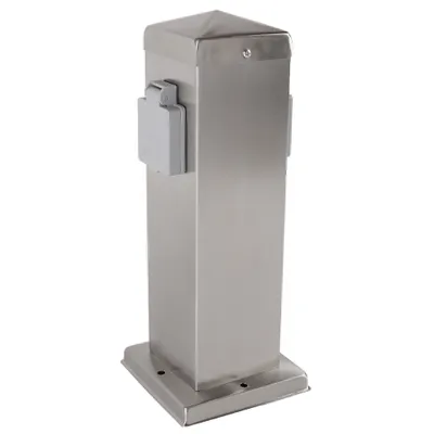 Produktbild von Steckdosensäule 2-fach Edelstahl Mehrfachsteckdose Gartensteckdose Aussensteckdose