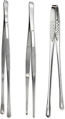 Produktbild von Küchenpinzette 3 Stück, 30 cm und 28 cm, Edelstahl, rutschfest, zum Grillen