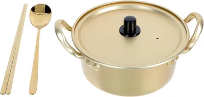 Produktbild von Koreanischer Ramen Nudeltopf mit Stäbchen und Löffel Aluminium Hot Pot