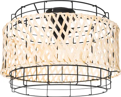 Produktbild von QAZQA - Orientalisch Orientalische Deckenlampe schwarz mit Bambus - Irena I Wohnzimmer I Schlafzimmer - Bamboo Zylinder - LED geeignet E27