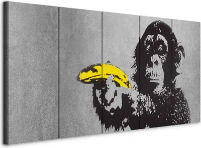 Produktbild von Vlies Leinwandbild - Monkey and Banana 225x90 cm Streetart i-C-0110-b-m