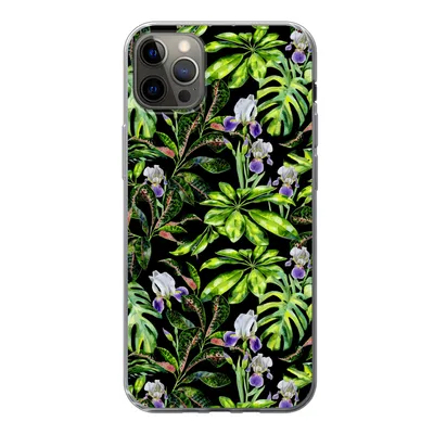 Produktbild von MuchoWow® Handyhülle Schutzhülle Hülle für iPhone 13 Pro Max Blume - Blätter - Muster Silikon Softcase Handy Hülle - Mobiltelefon
